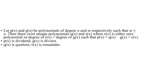 Division Algorithm For Polynomials